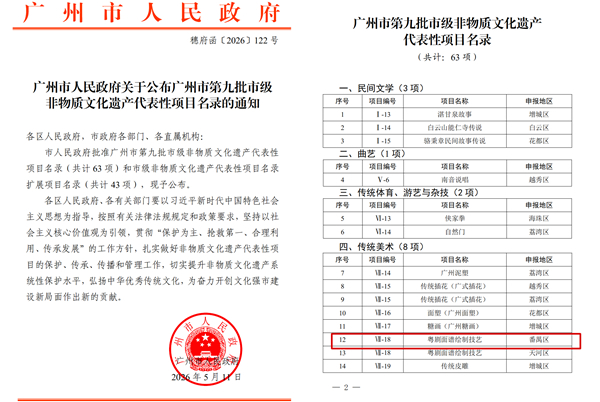 粤剧面（脸）谱绘制技艺入选广州市第九批非物质文化遗产代表性项目名录